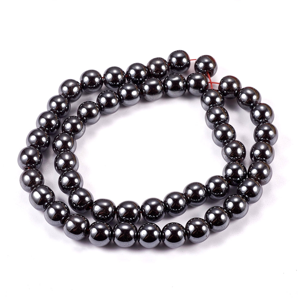 Hematite Round Beads - 8mm - Synthetic - 1 Strand