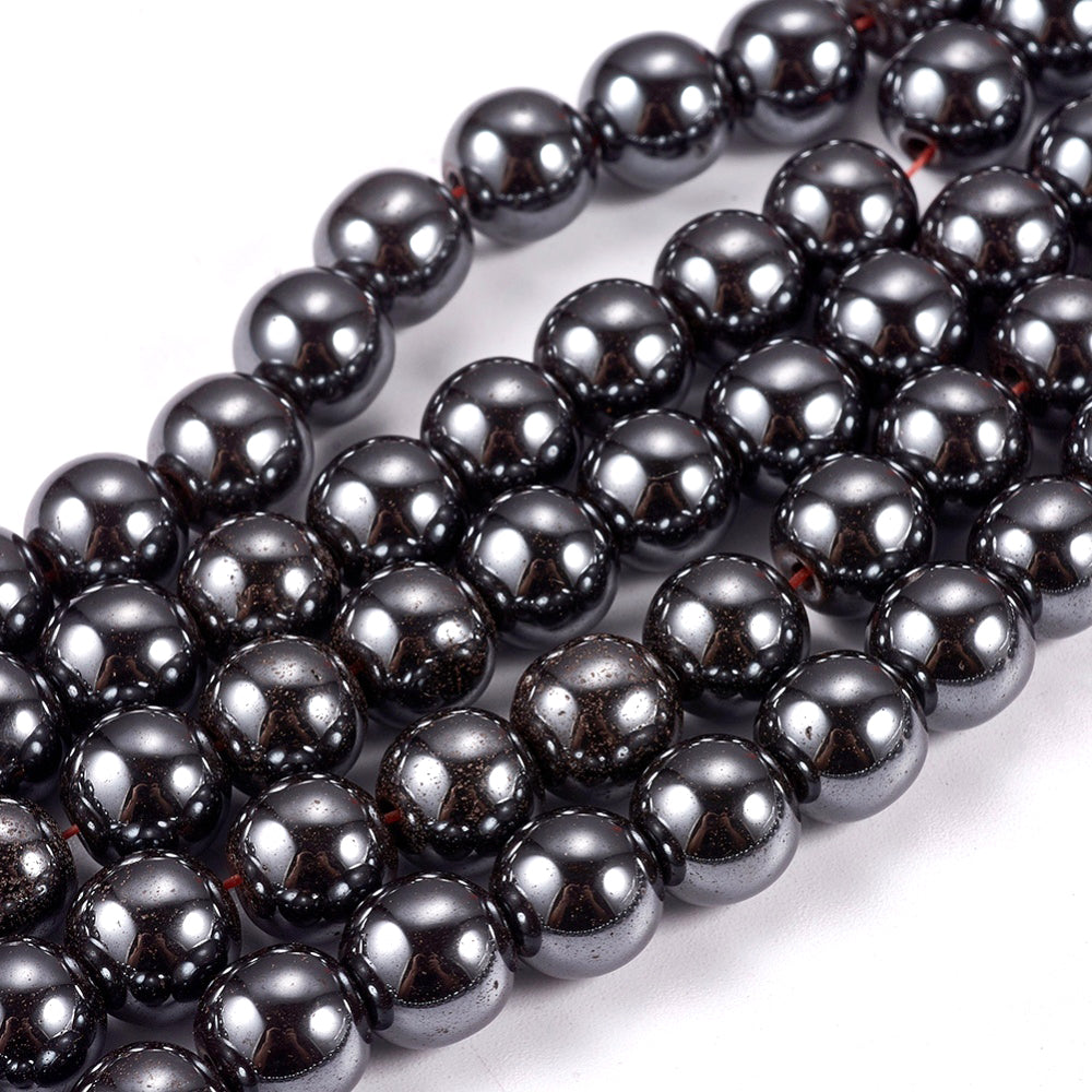 Hematite Round Beads - 8mm - Synthetic - 1 Strand