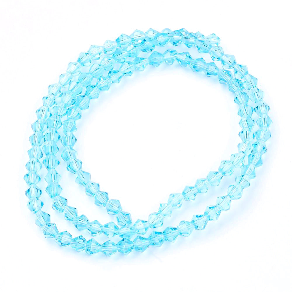 Faceted Glass Bicone Beads Light Blue 4mm Strand Julz Beads