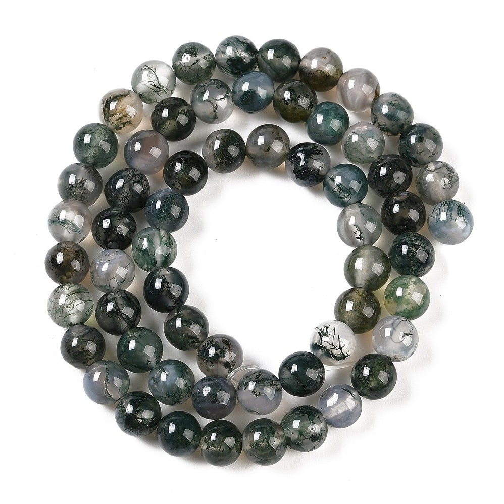 Moss Agate Round Beads 6mm Natural Strand Julz Beads UK