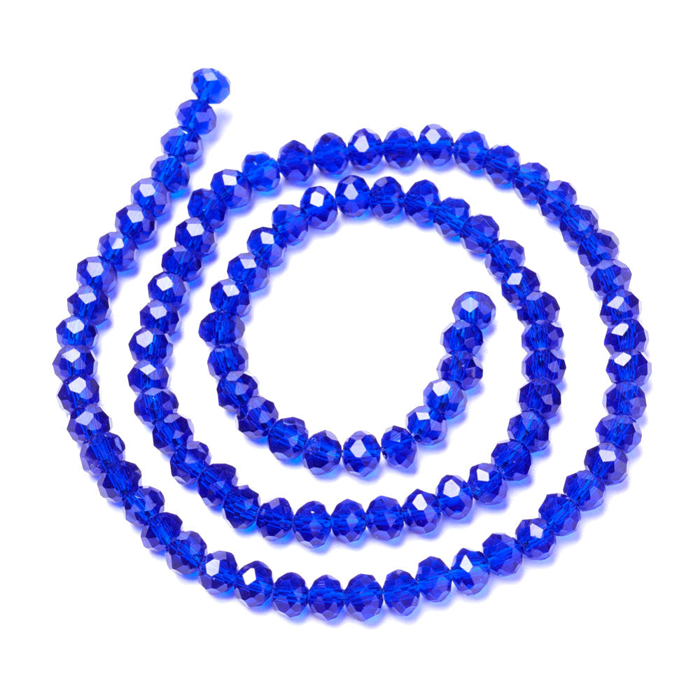 Faceted Glass Rondelle Beads Blue 8mm Strand Julz Beads UK
