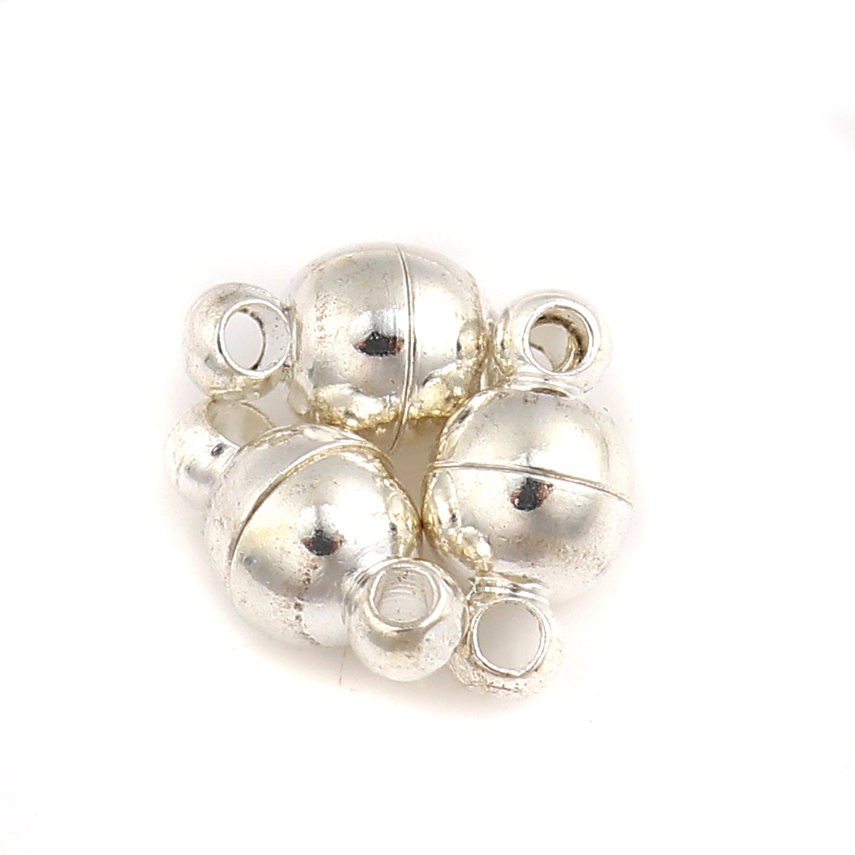 Magnetic Round Clasps Silver Plated 12mm Set of 10 Julz Beads