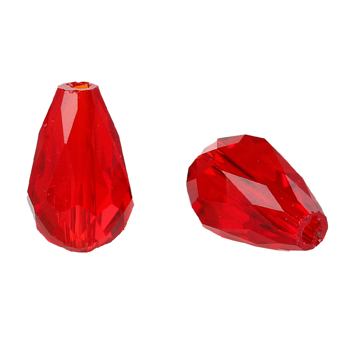 Faceted Glass Teardrop Beads Red 11mm Strand Julz Beads UK