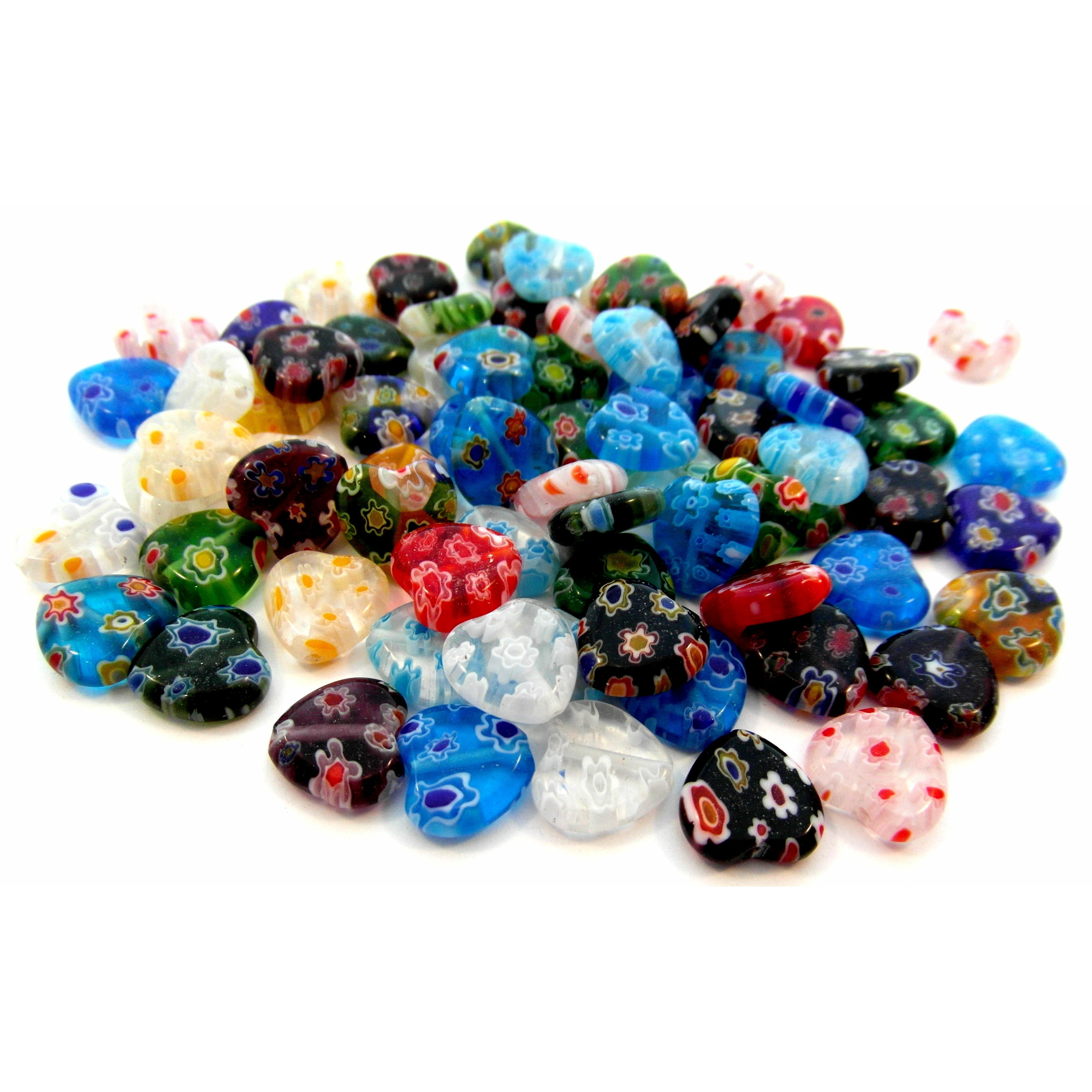 Color Crystal Glass Heart Bead  Heart Lampwork Glass Beads