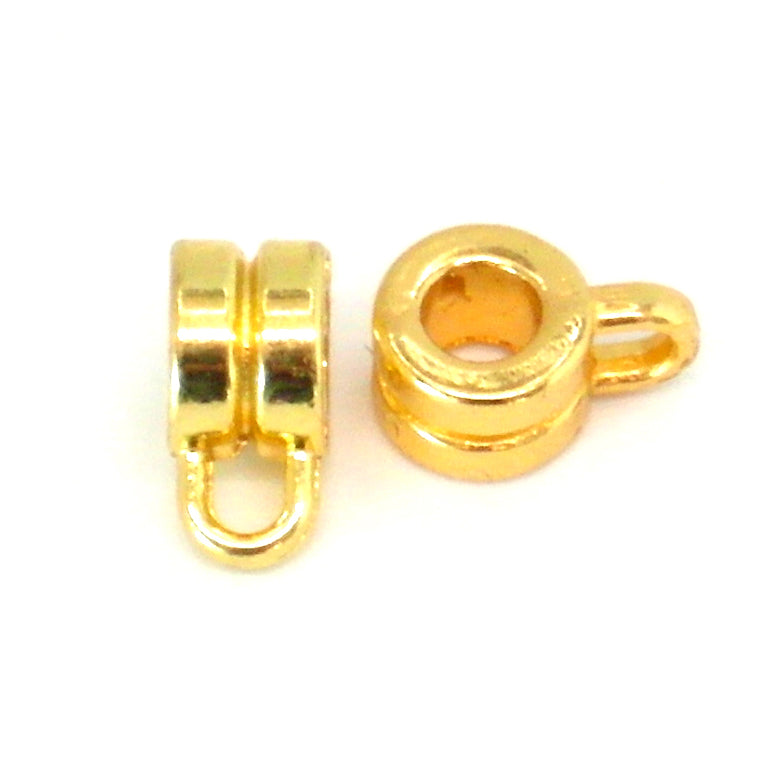 30 Bail Beads -  9mm x 4mm - Gold Plated