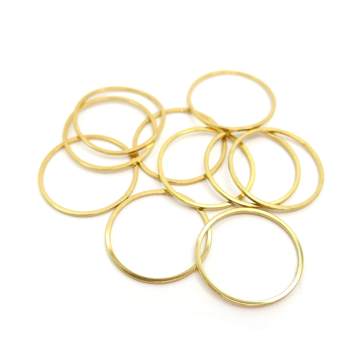 10 Circle Flat Ring Bead Frames - Stainless Steel - Gold Plated - 20mm
