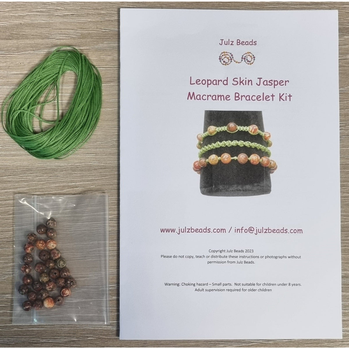 Leopard Skin Jasper Gemstone Macrame Bracelet Making Kit