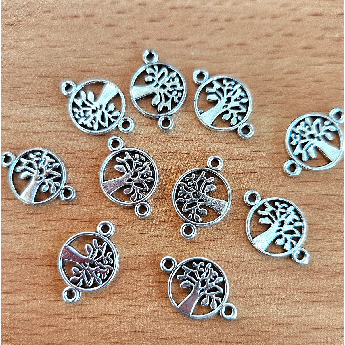 Silver Tree Connector Charms - 18mm x 12mm - Pack of 30