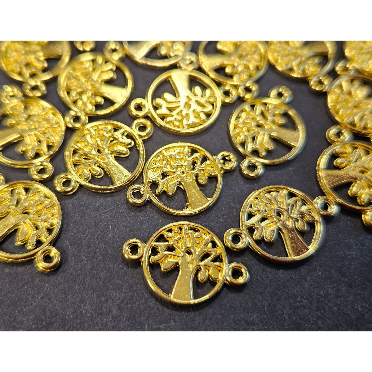 Gold Tree Connector Charms - 18mm x 12mm - Pack of 30
