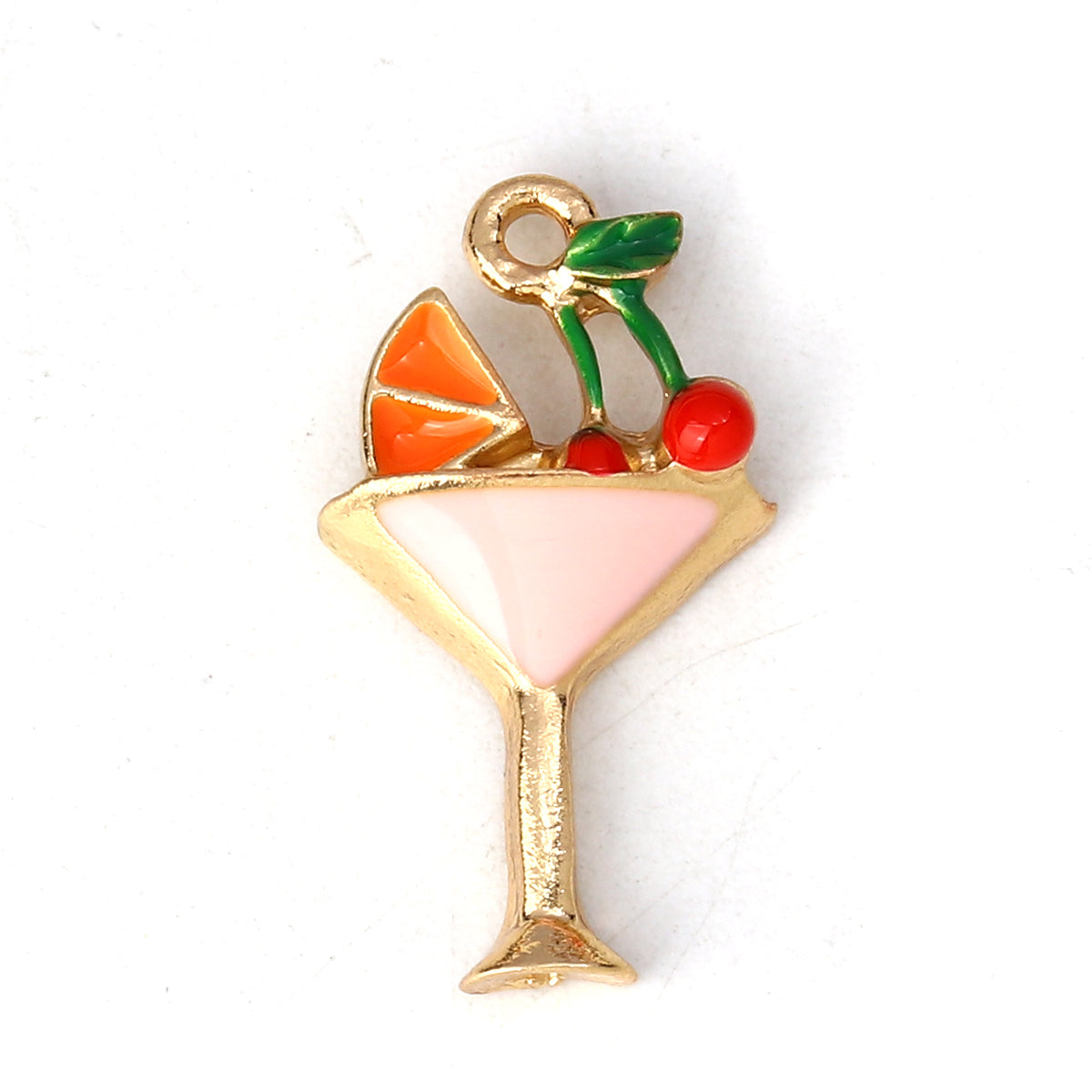 Pink Cocktail Charms - Enamel - 19mm - Pack of 10