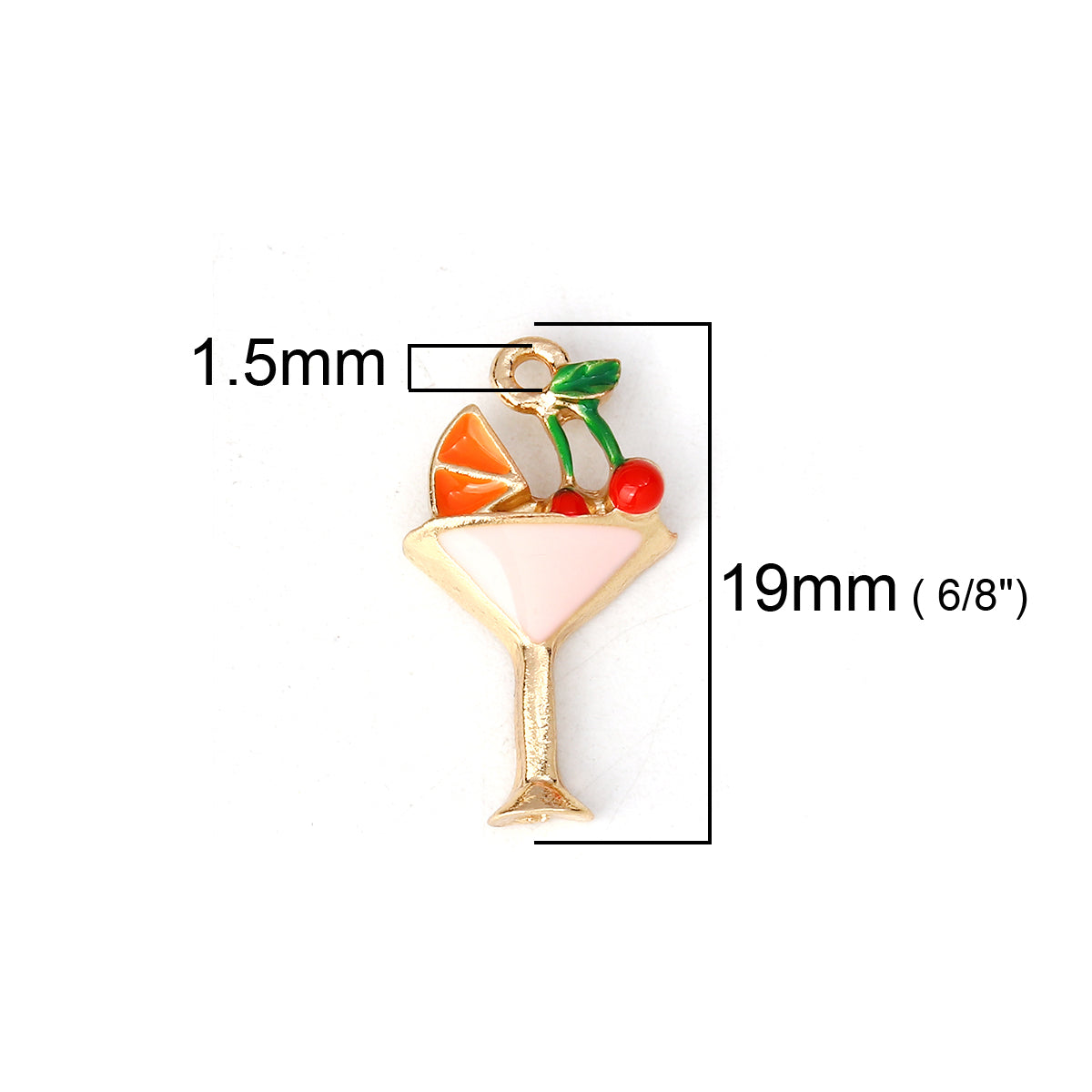 Pink Cocktail Charms - Enamel - 19mm - Pack of 10