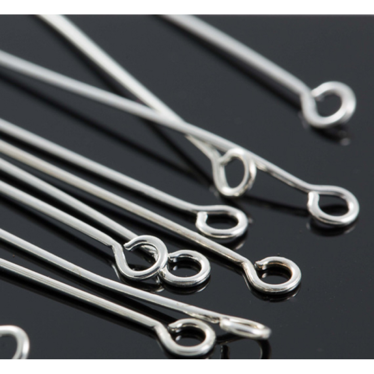 Eye Pins - Silver Plated - 50mm x 0.7mm - Pack of 100