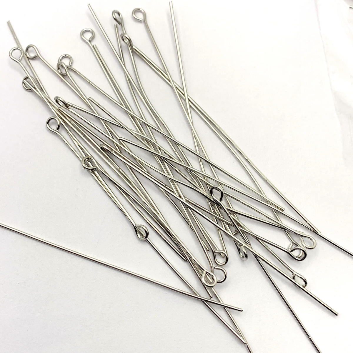 Eye Pins - Antique Silver - 50mm x 0.7mm - Pack of 100