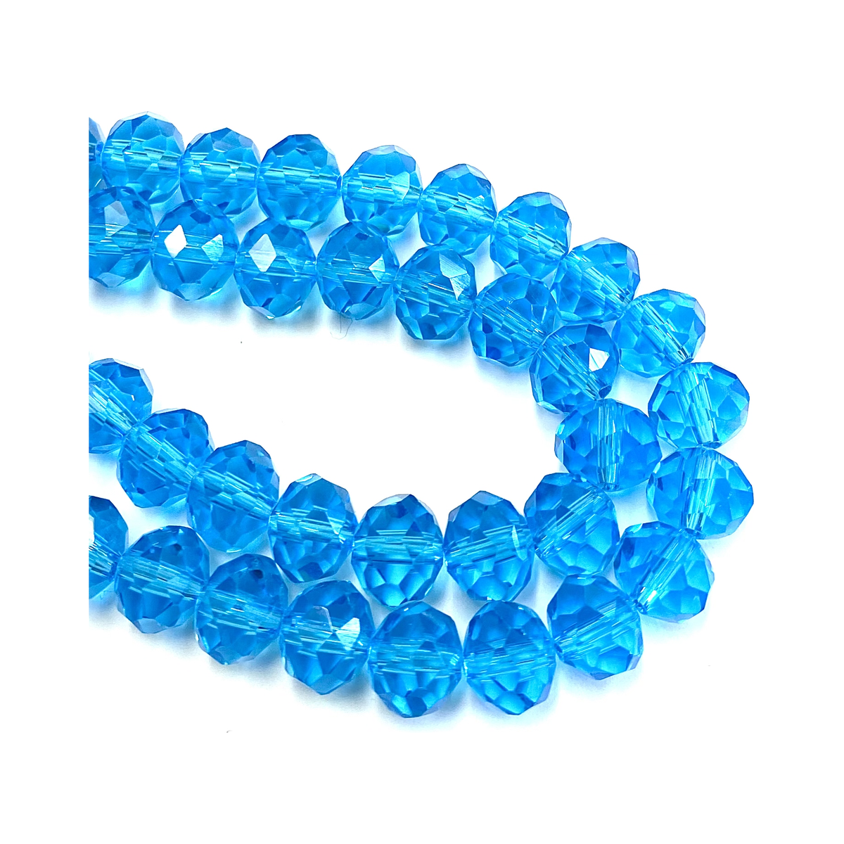 Crystal Glass Rondelle Beads - Turquoise - 8mm x 6mm - 1 Strand