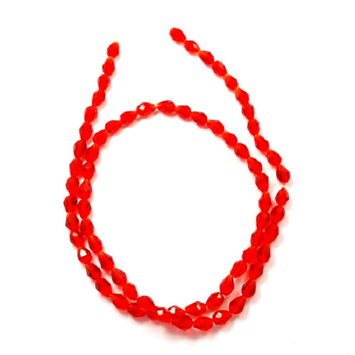 Crystal Glass Teardrop Beads - Red - 11mm x 8mm - 1 Strand