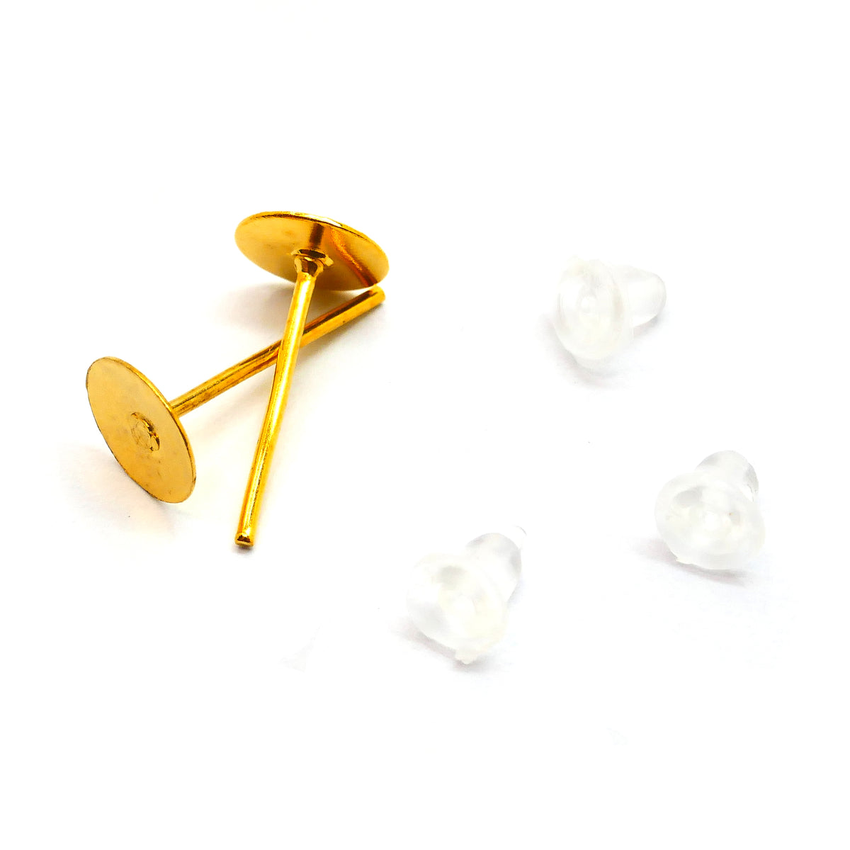 Flat Stud Earrings - Gold Plated - 6mm - Pack of 100
