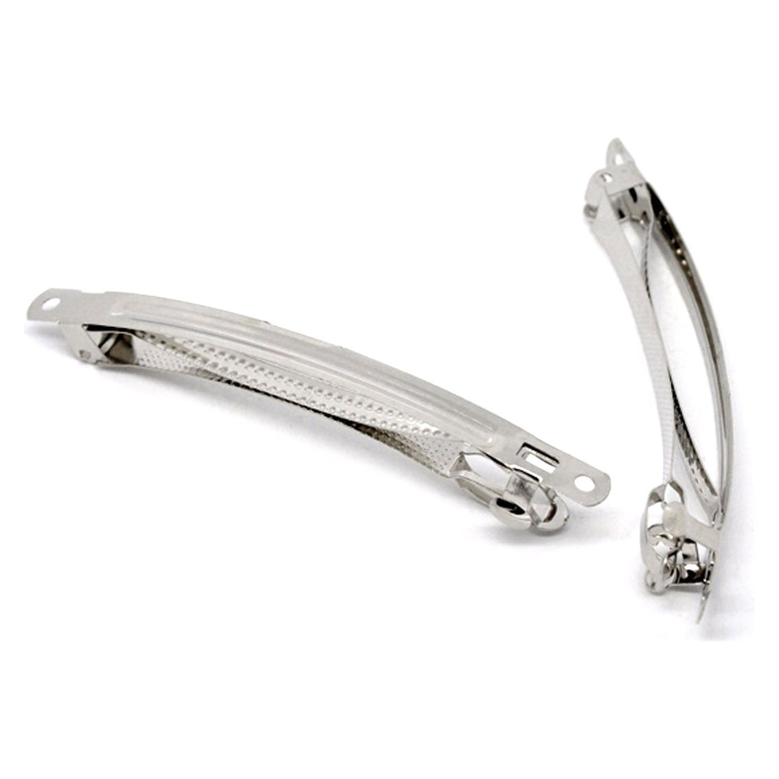 10 Blank Barrette Hair Clips - Silver Tone - 100mm x 7mm
