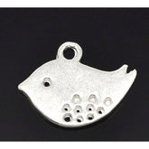 Silver Plated Bird Charms - 16mm x 13mm - Pack of 10