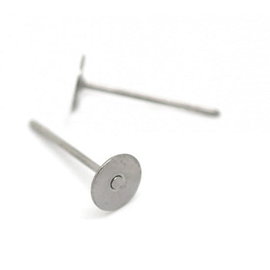 Flat Stud Earrings - Stainless Steel - 5mm - Pack of 50