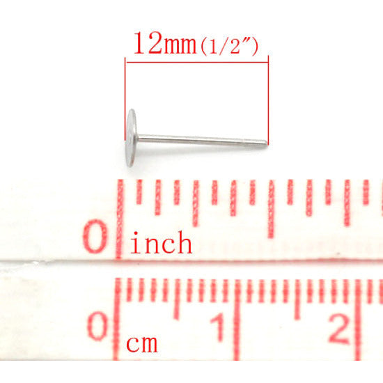 Flat Stud Earrings - Stainless Steel - 5mm - Pack of 50