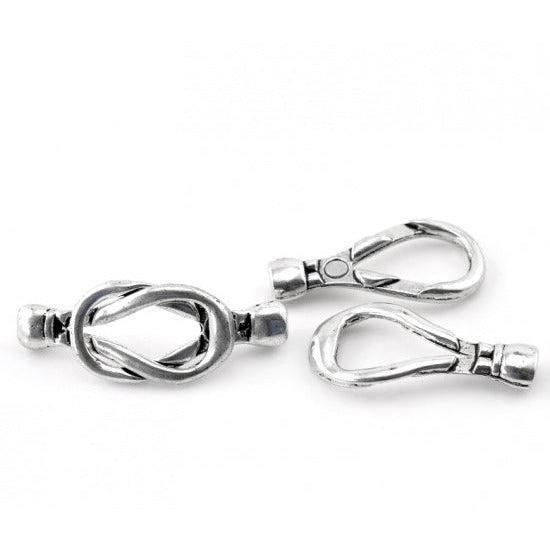 Magnetic Bow Knot Clasp - Silver Tone - 48mm x 18mm