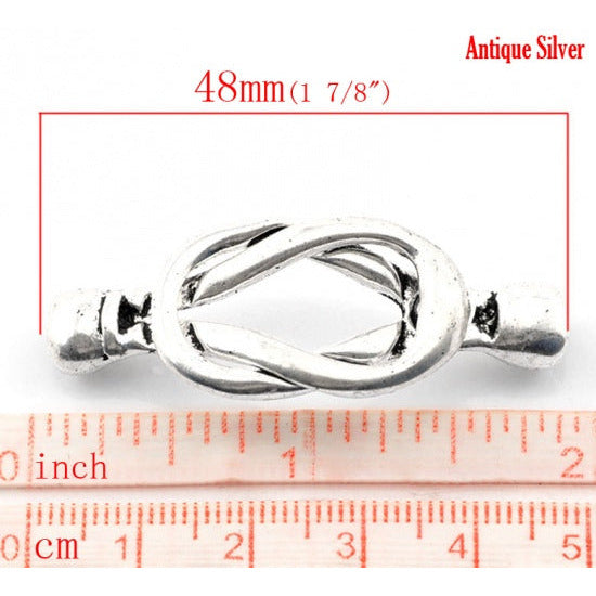Magnetic Bow Knot Clasp - Silver Tone - 48mm x 18mm
