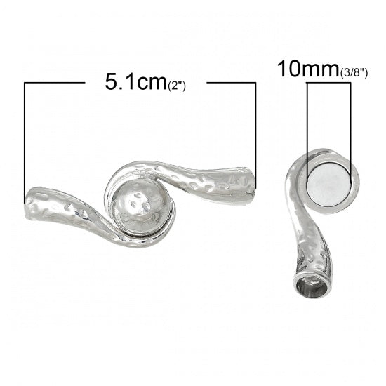 Vintage Style S-Shape Magnetic Clasp - Silver Tone - 51mm x 20mm