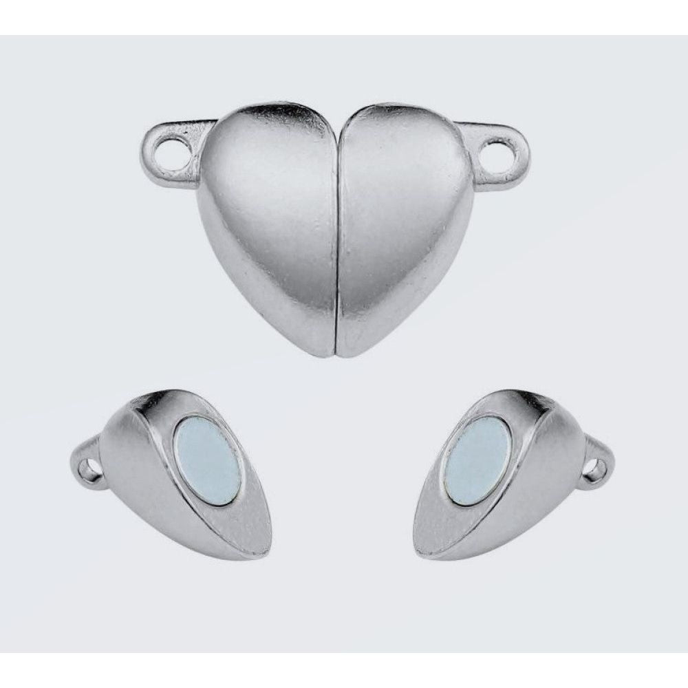 5 Magnetic Hearts - Antique Silver Tone - 16mm
