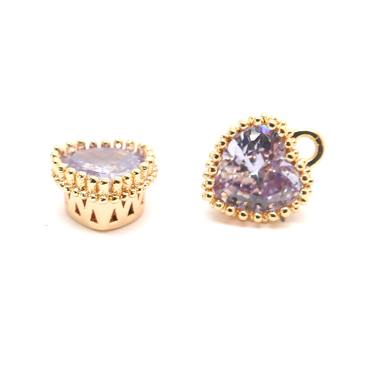 Moonstone Heart Charms - June - Gold Plated - Pack of 2