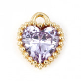 Moonstone Heart Charms - June - Gold Plated - Pack of 2
