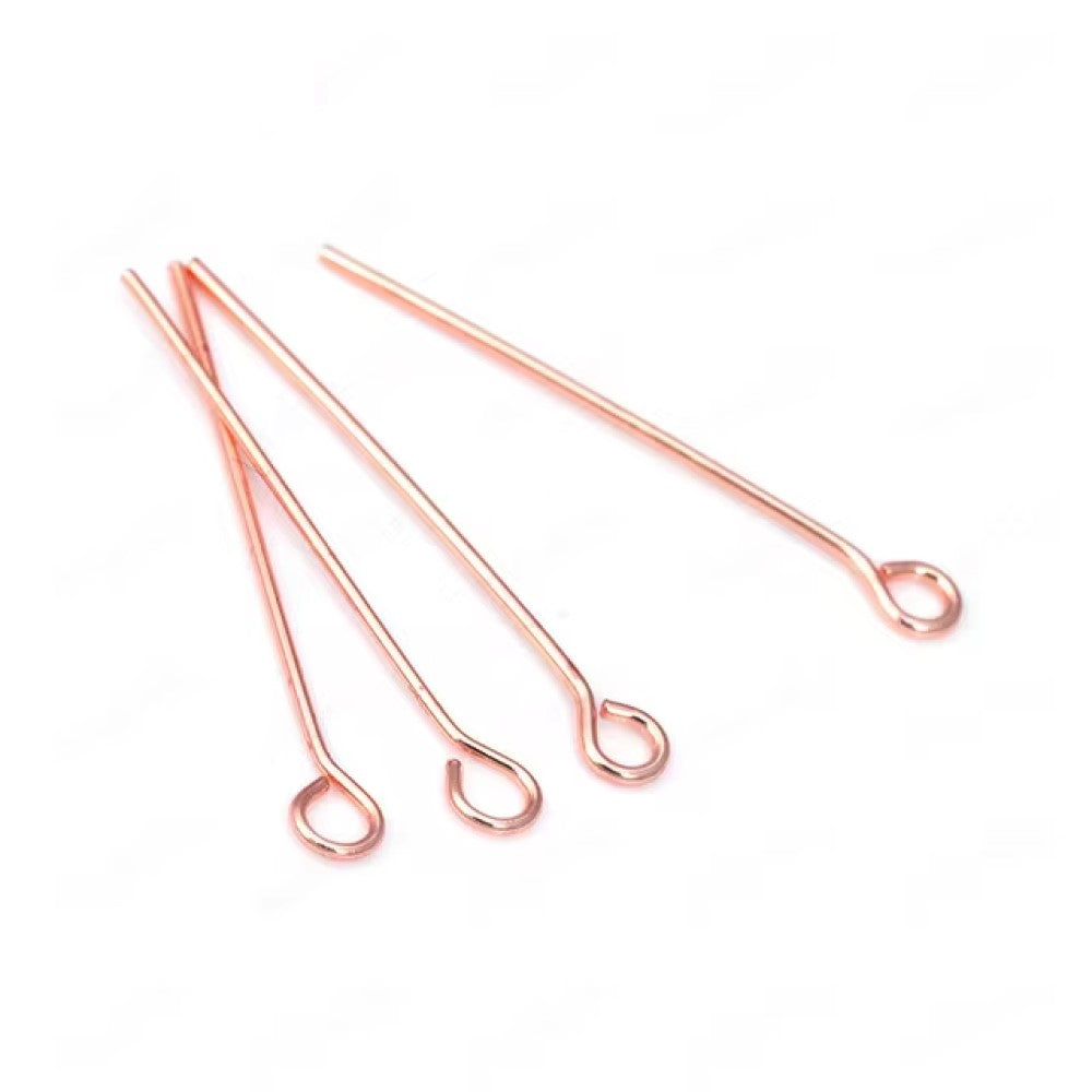 Eye Pins - Rose Gold - 30mm x 0.8mm - Pack of 100
