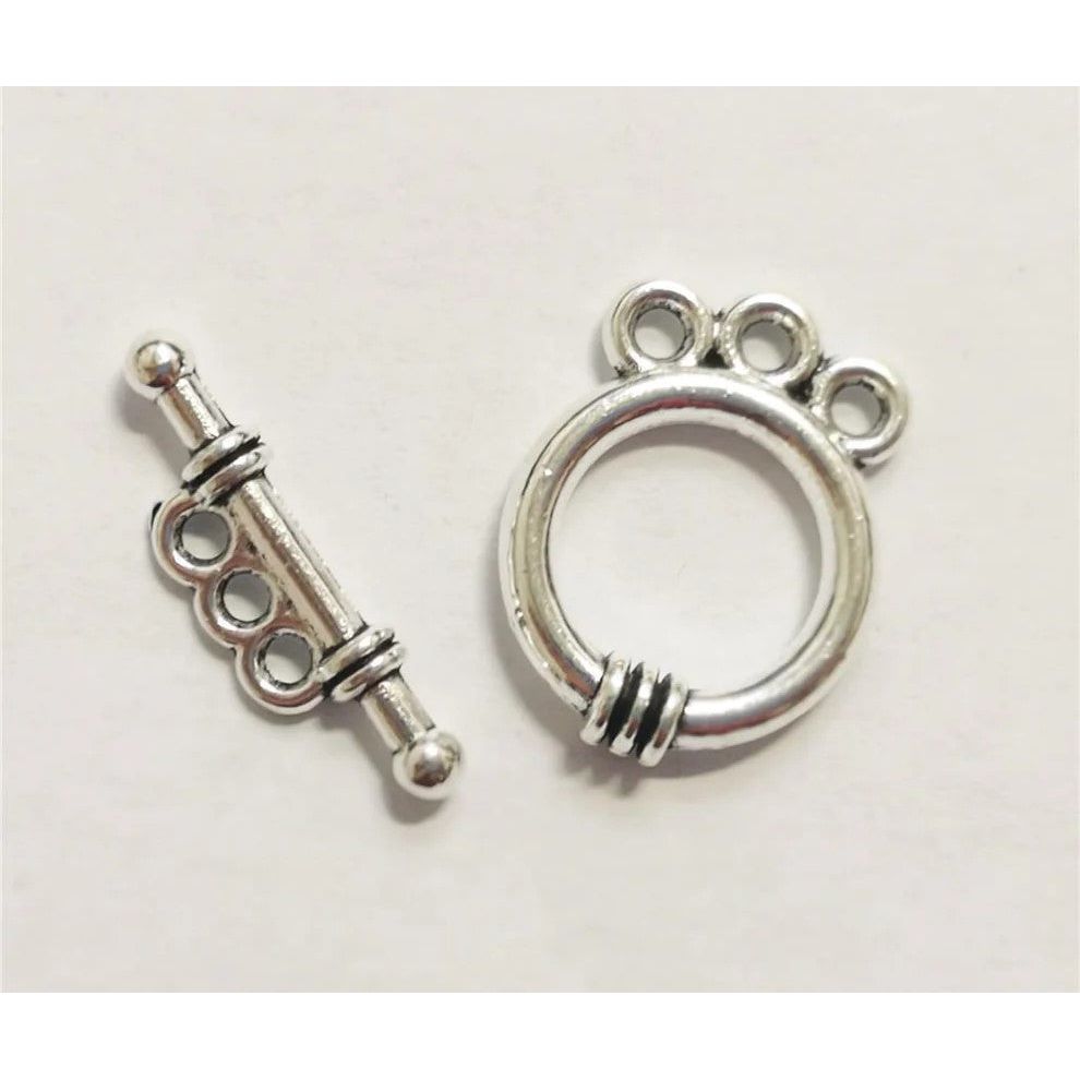 5 Multi Strand Toggle Clasps - Silver Plated