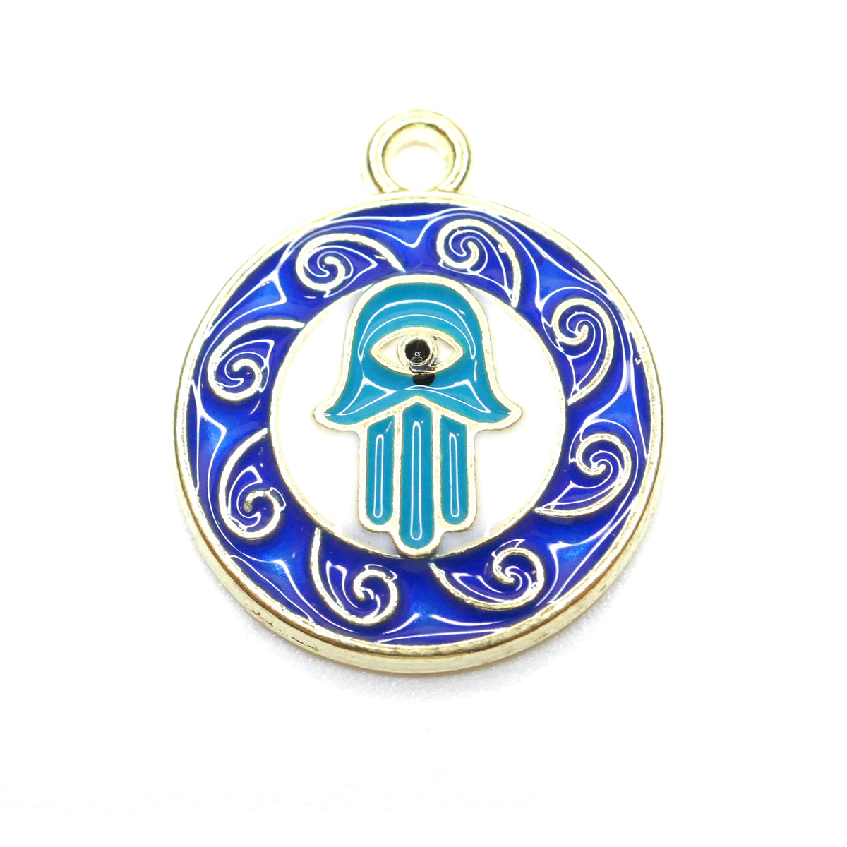 Blue Hamsa Hand Charms - Enamel - 18mm - Pack of 5