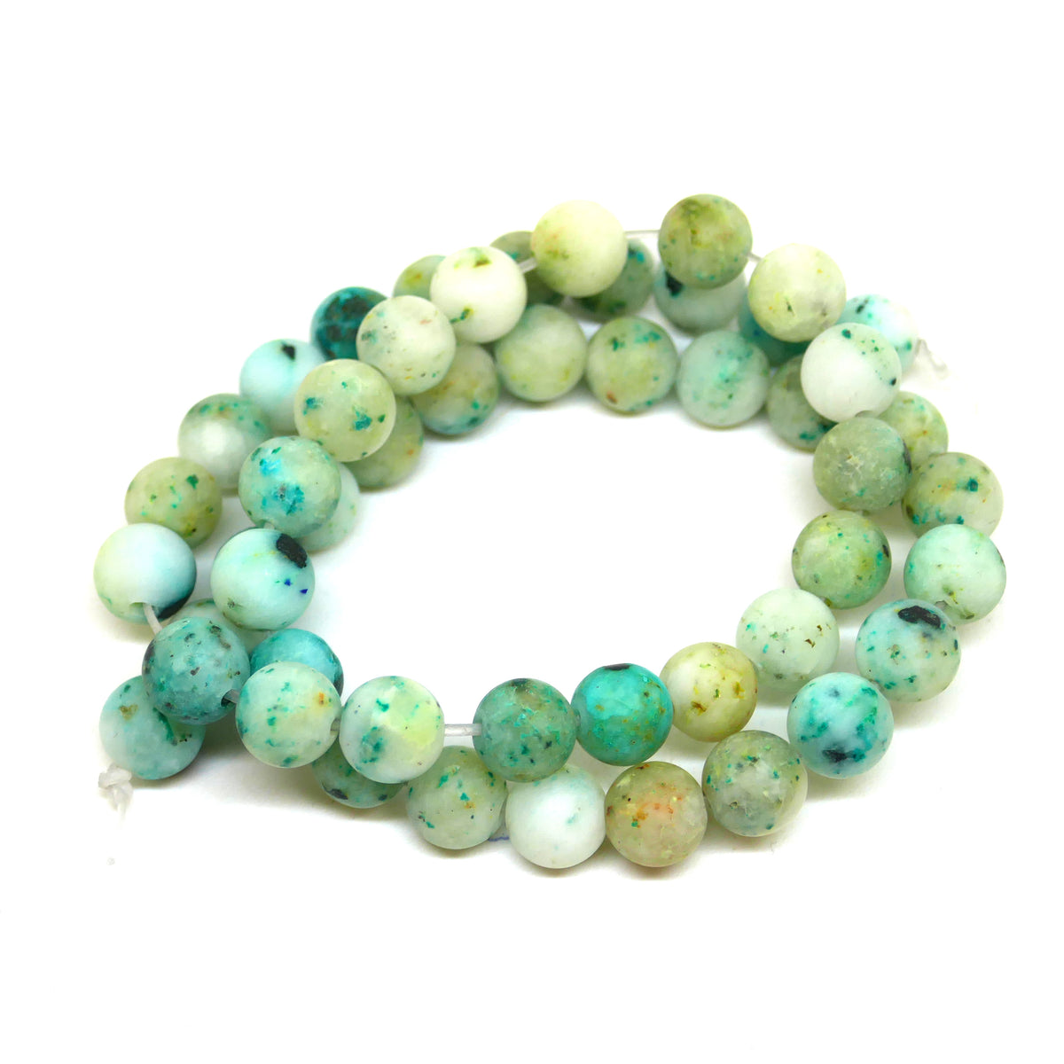 Frosted Chrysocolla Round Beads - 8mm - Natural - 1 Strand