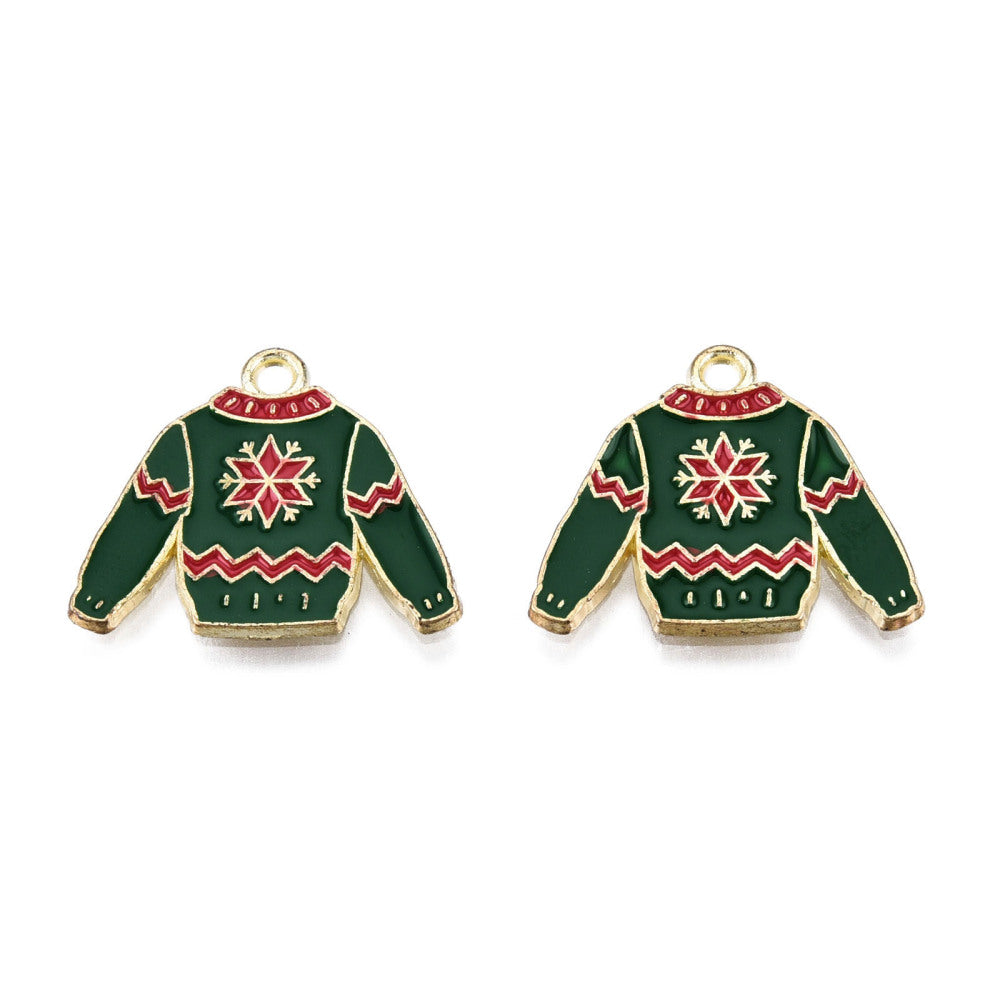 Christmas Jumper Charms - Enamel - 17mm x 20mm - Pack of 5