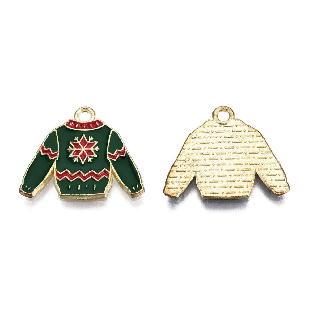 Christmas Jumper Charms - Enamel - 17mm x 20mm - Pack of 5