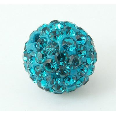 10 Pave Disco Ball Clay Beads Rhinestone - Blue Zircon - 8mm