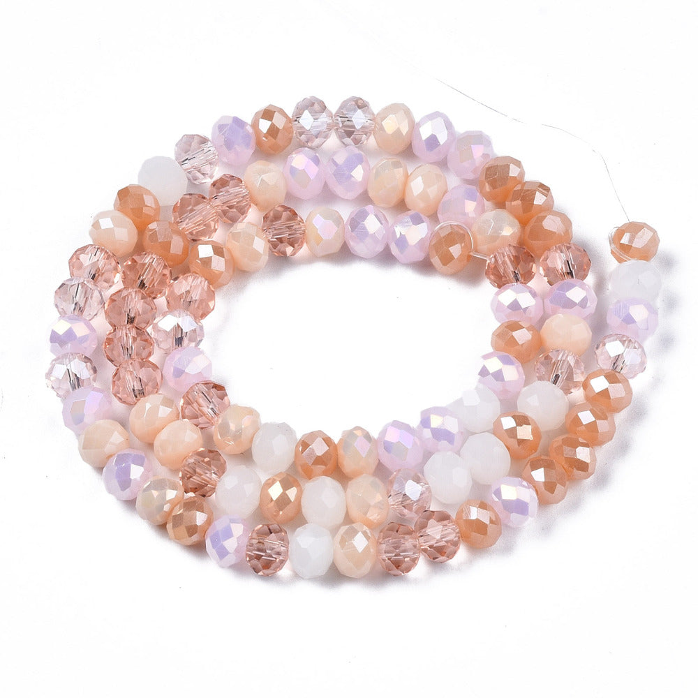 Crystal Glass Rondelle Beads - Electroplated Pink Mix - 6mm x 5mm - 1 Strand