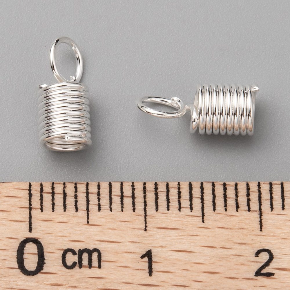 20 Coil Cord Ends - Silver Plated - 10mm x 4.5mm