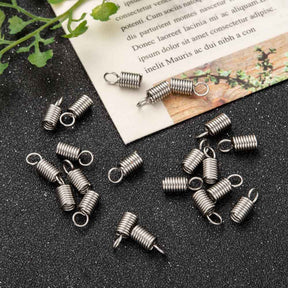 20 Coil Cord Ends - Stainless Steel - 10mm x 5mm