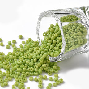 50g Round Seed Beads Glass - Opaque Green - 2mm Size 11/0