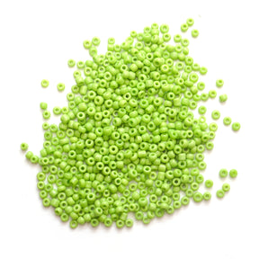 50g Round Seed Beads Glass - Opaque Green - 2mm Size 11/0