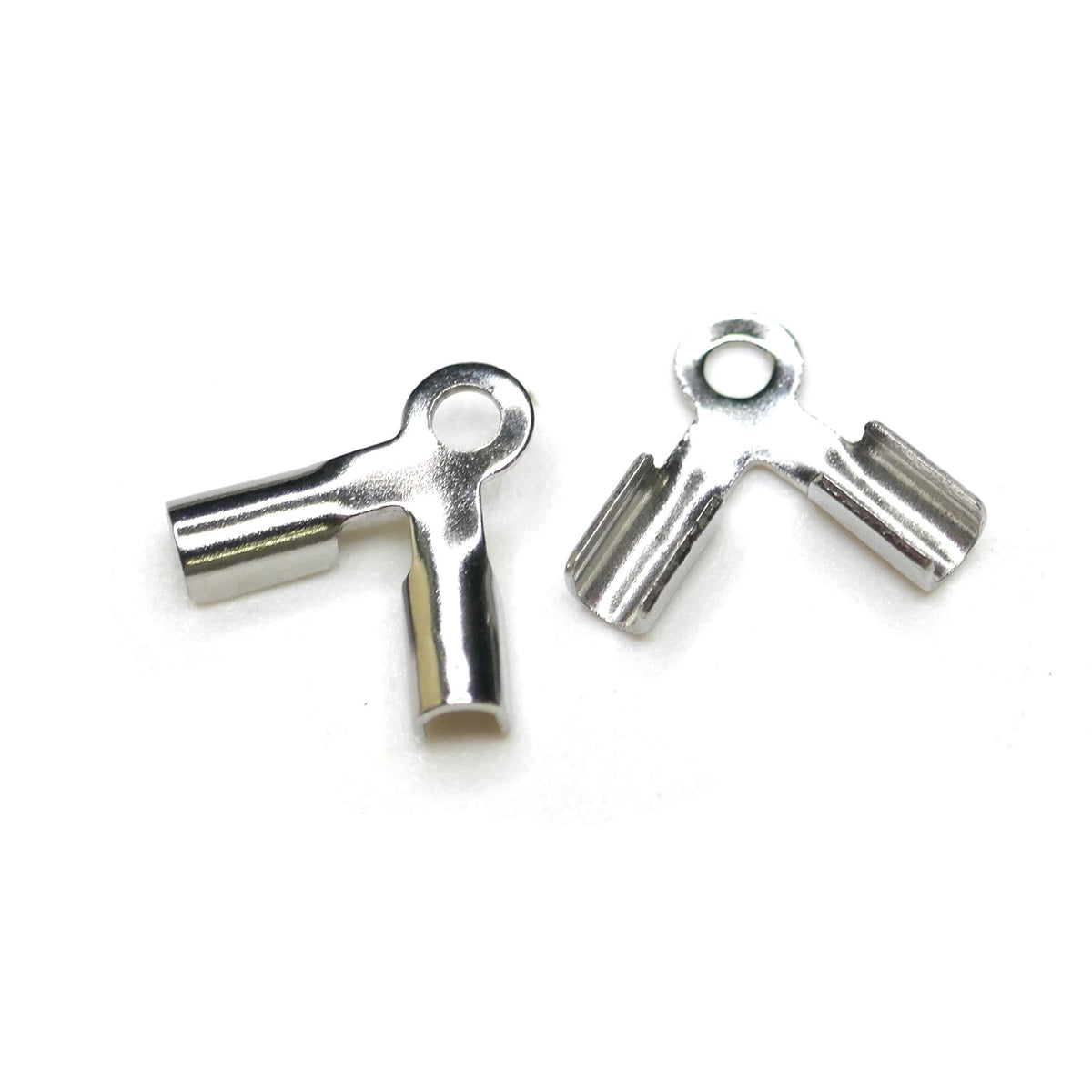 10 Double Folding Crimp Cord Ends - 304 Stainless Steel - 9mm x 9mm
