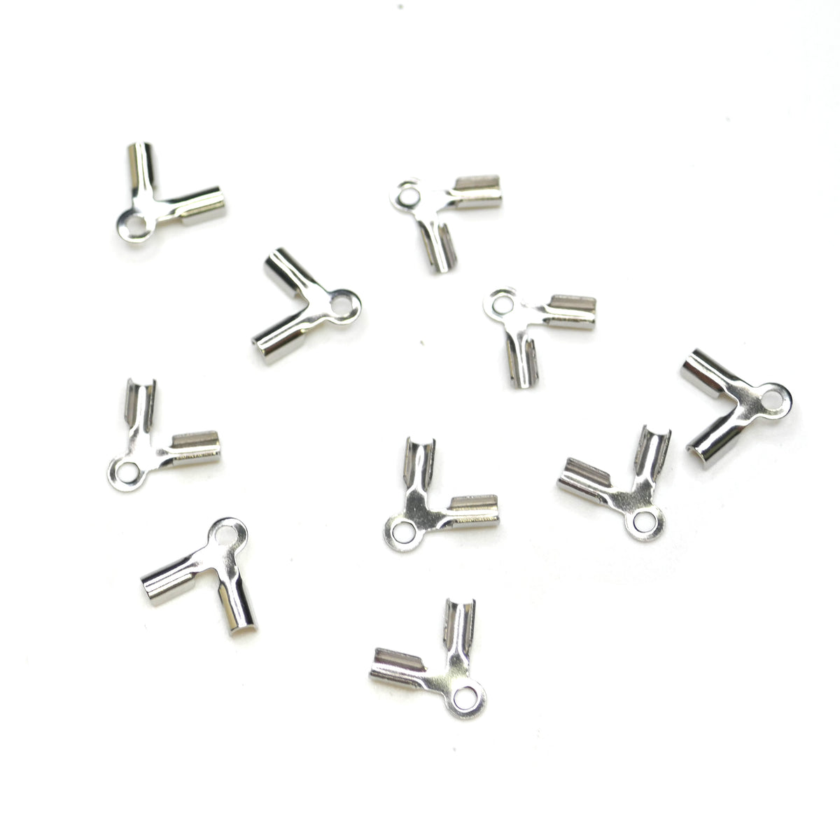 10 Double Folding Crimp Cord Ends - 304 Stainless Steel - 9mm x 9mm