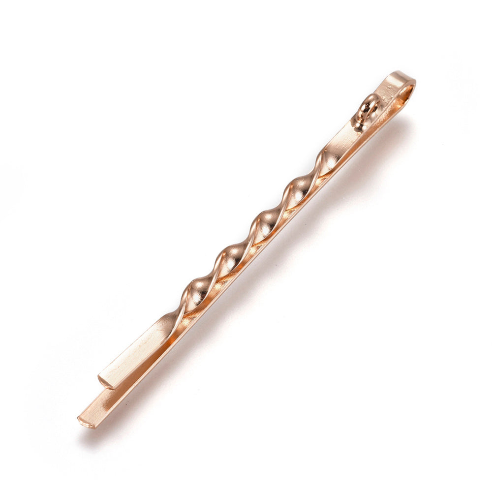 5 Twisted Bobby Pin Hair Clips Accessories - Rose Gold - 55.5mm x 2mm
