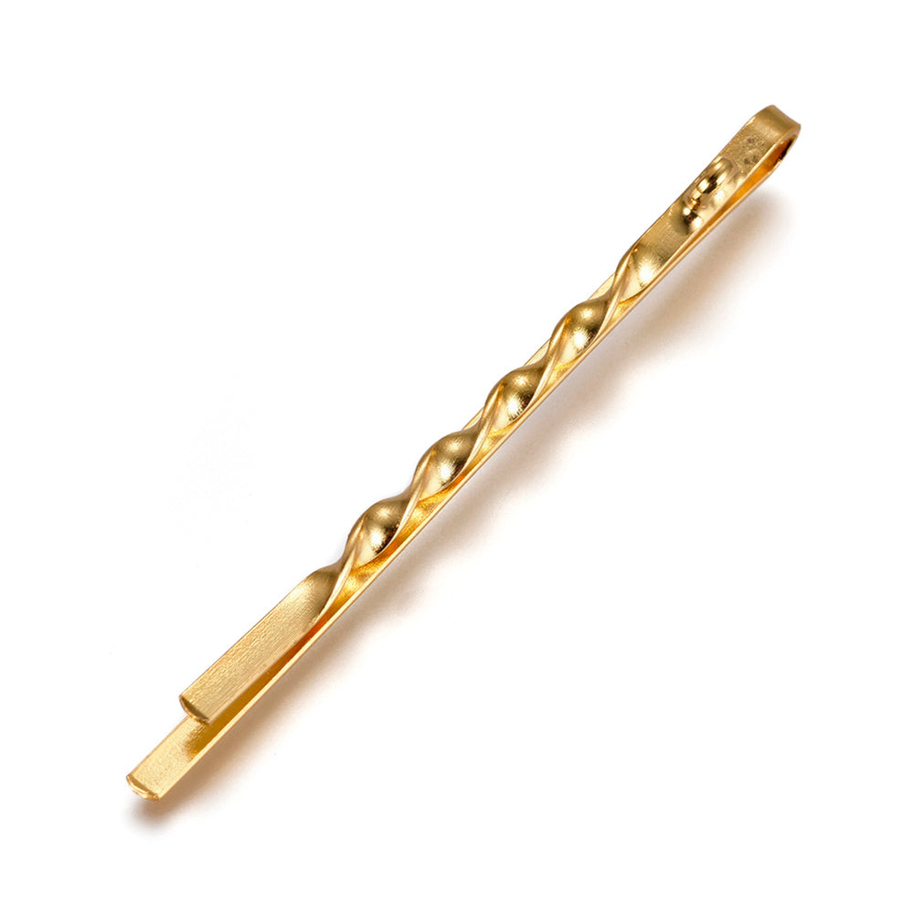 5 Twisted Bobby Pin Hair Clips Accessories - Gold Plated - 55.5mm x 2mm