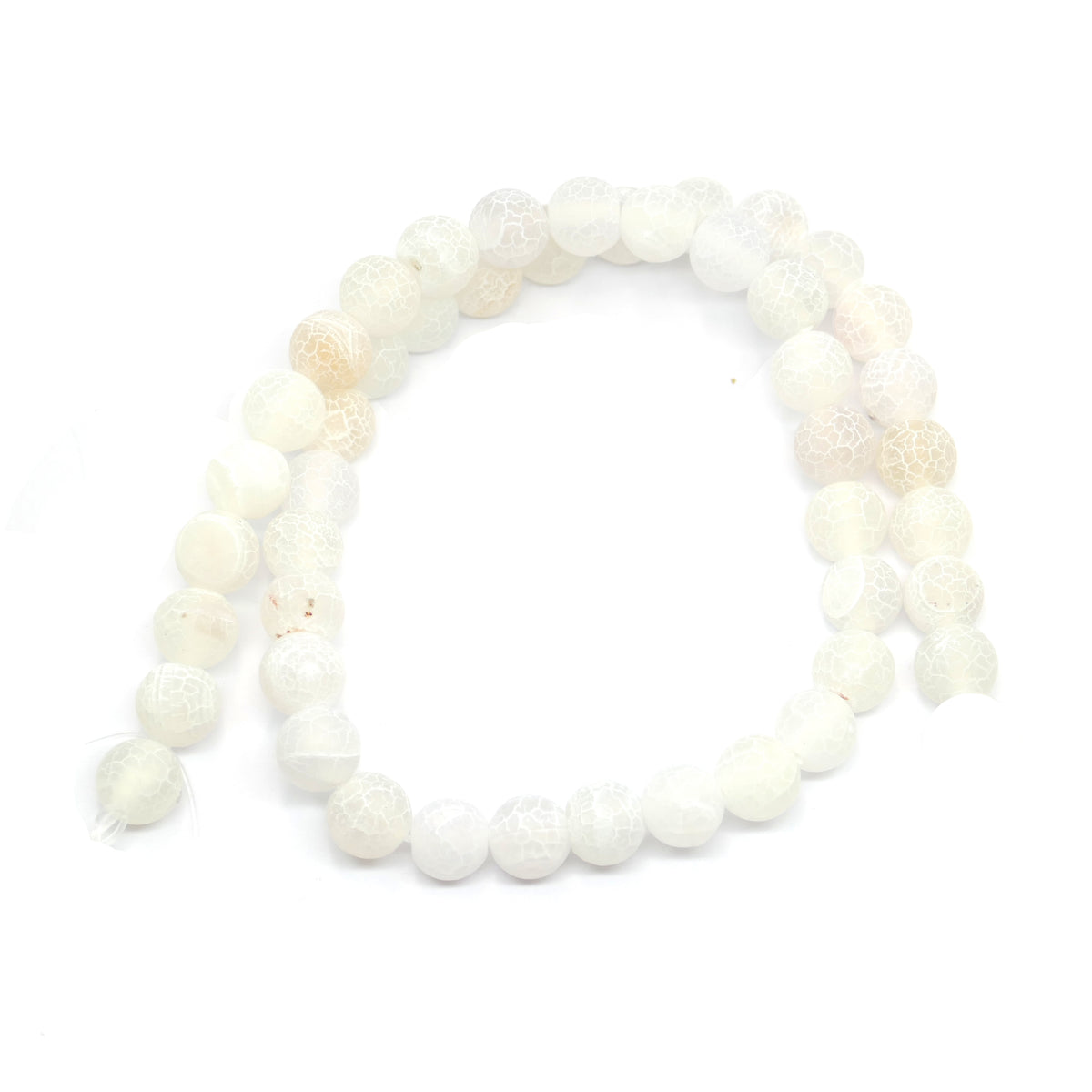 White Agate Round Beads - 8mm - Natural & Dyed - 1 Strand