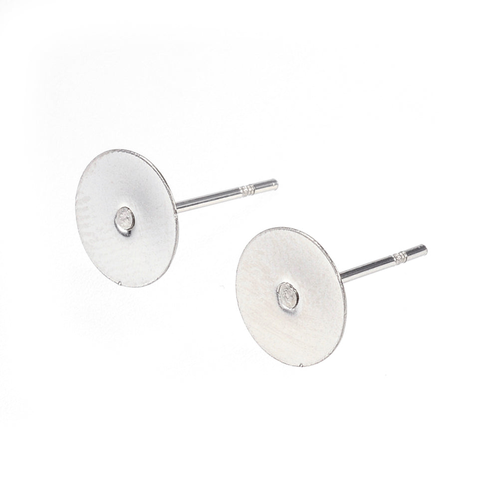 Flat Stud Earrings - Stainless Steel & Antique Silver - 8mm - Pack of 50