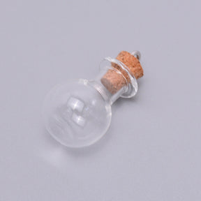 5 Small Clear Glass Vial Bottles With Cork & Loop - 32.5mm x 17mm