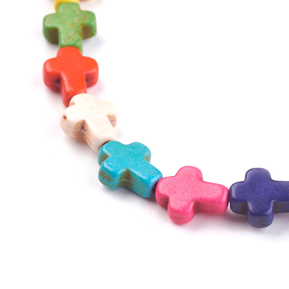 Turquoise Cross Beads - 10mm x 8mm - Synthetic - 1 Strand